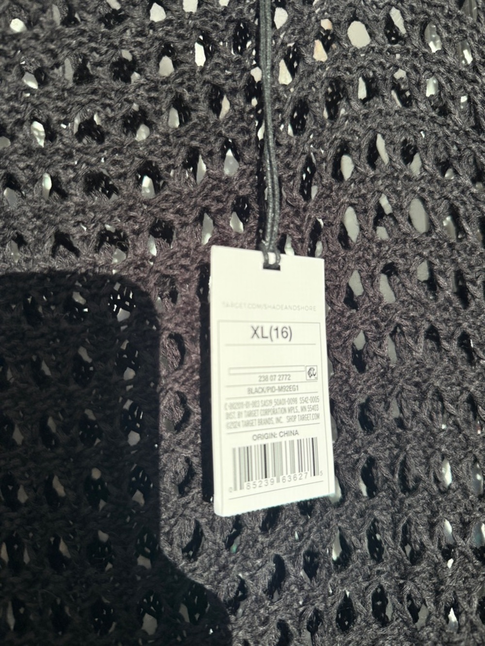 NWT SHADE & SHORE BLACK CROCHET KNIT MAXI DRESS XL 16 COVERUP FESTIVAL - Picture 3 of 3